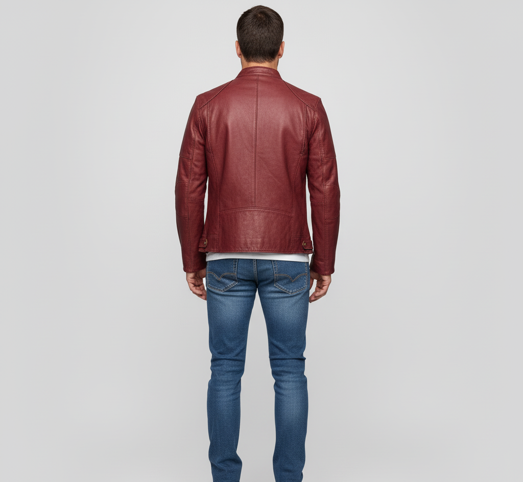 Men's Classic Leather Jacket with Zip Closure