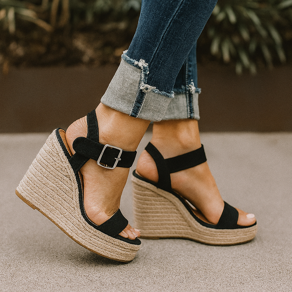 Celestria | Elegant Espadrille Ankle Strap Wedges