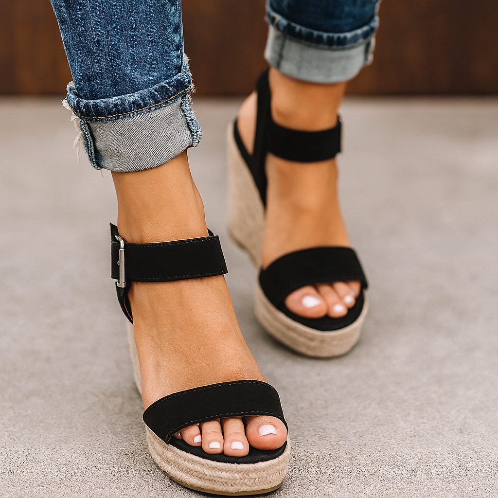 Celestria | Elegant Espadrille Ankle Strap Wedges