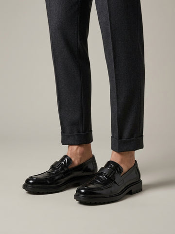 Men's Penny Loafers - Patent Leather - Slip-On - Low Heel