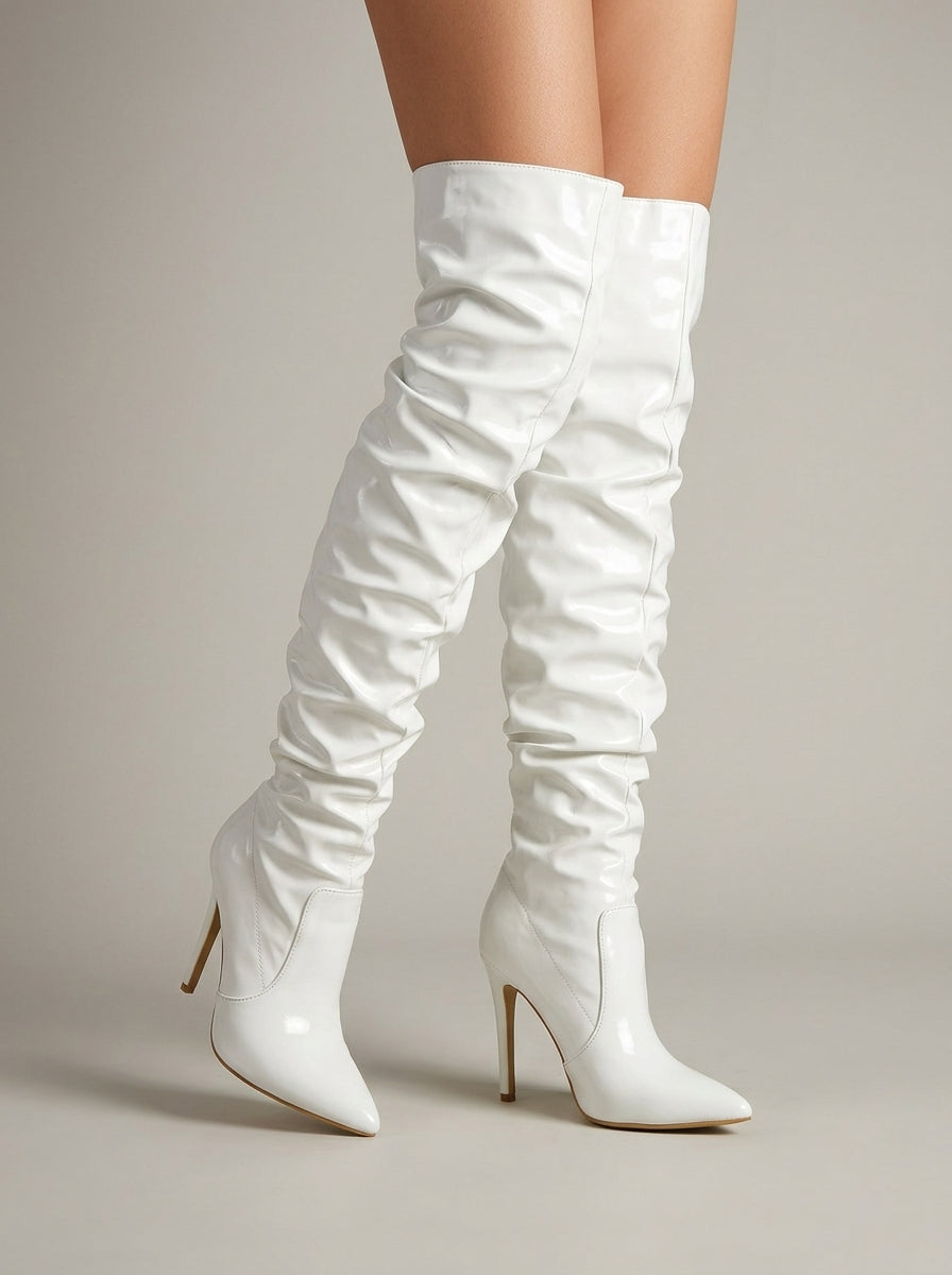 Women's Over-the-Knee Boots Pointed Toe Stiletto Heel Slouchy