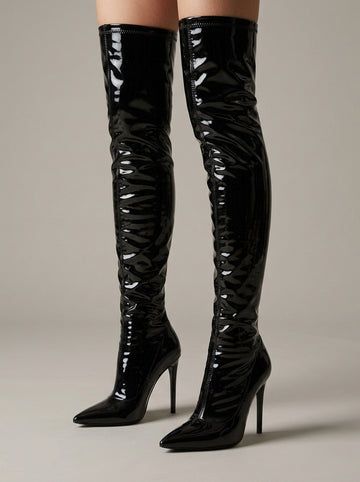 Women's Over-the-Knee Boots - Stiletto Heel - Side Zip Closure