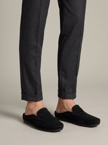 Men's Suede Perforated Driving Loafers - Moc Toe