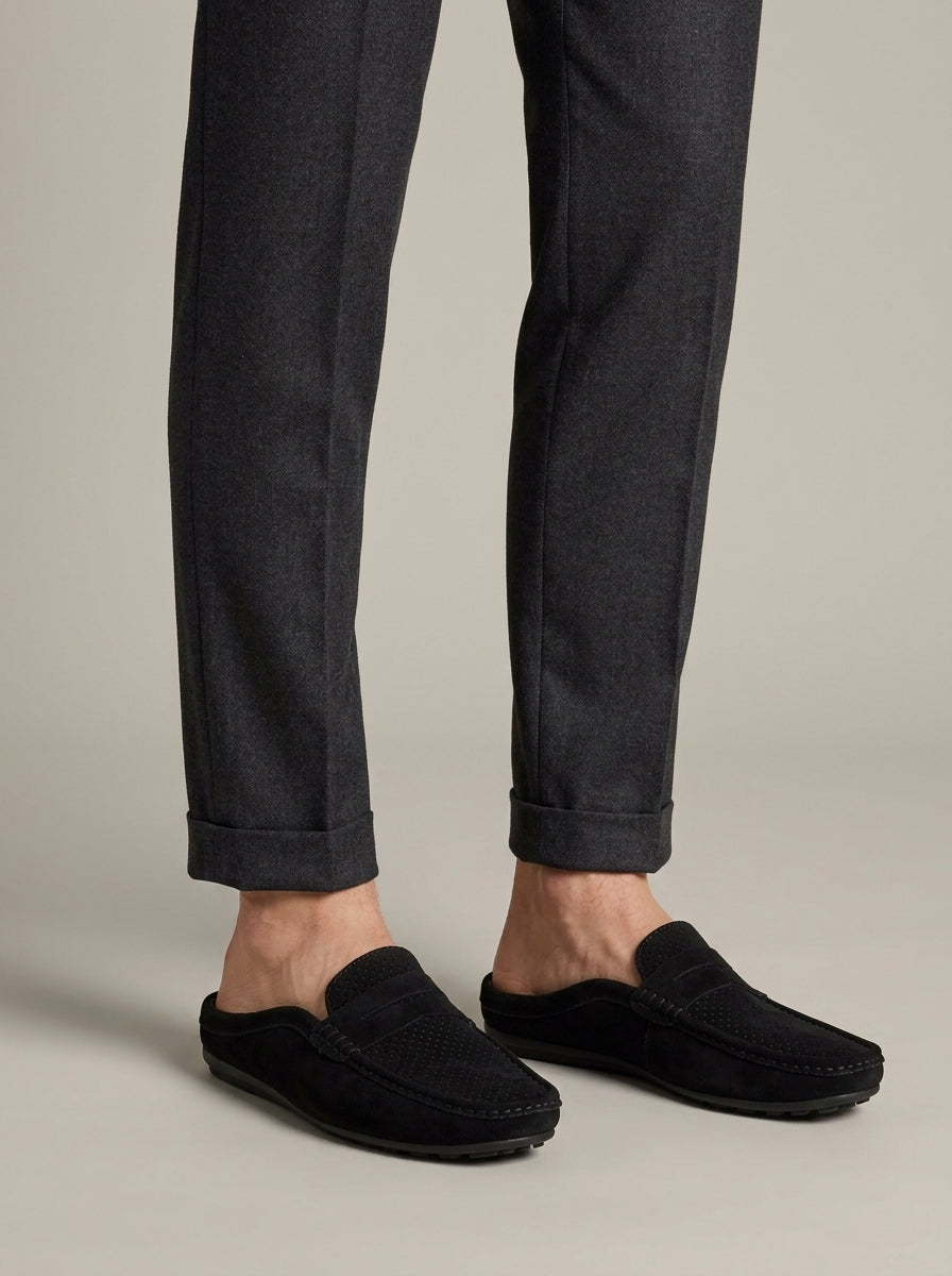 Men's Suede Perforated Driving Loafers - Moc Toe