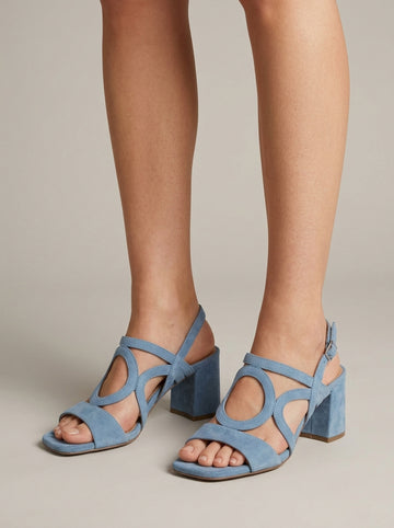 Women's Suede Slingback Sandals Block Heel - Open Toe Ankle Strap