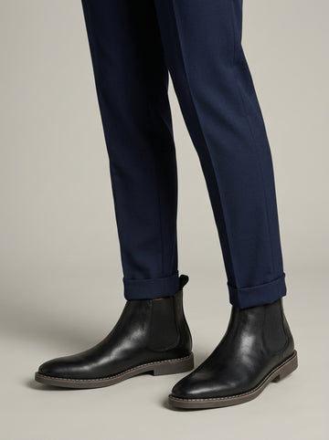 Men's Chelsea Boots Leather Ankle Elastic Gusset Pull Tab
