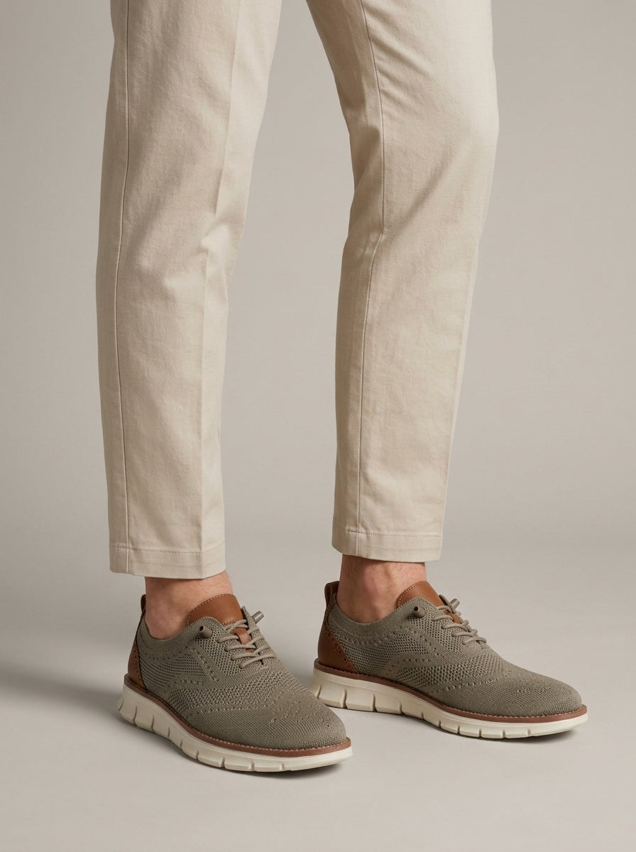 Men's Sneakers - Woven - Lace-Up - Chunky Sole - Brogue