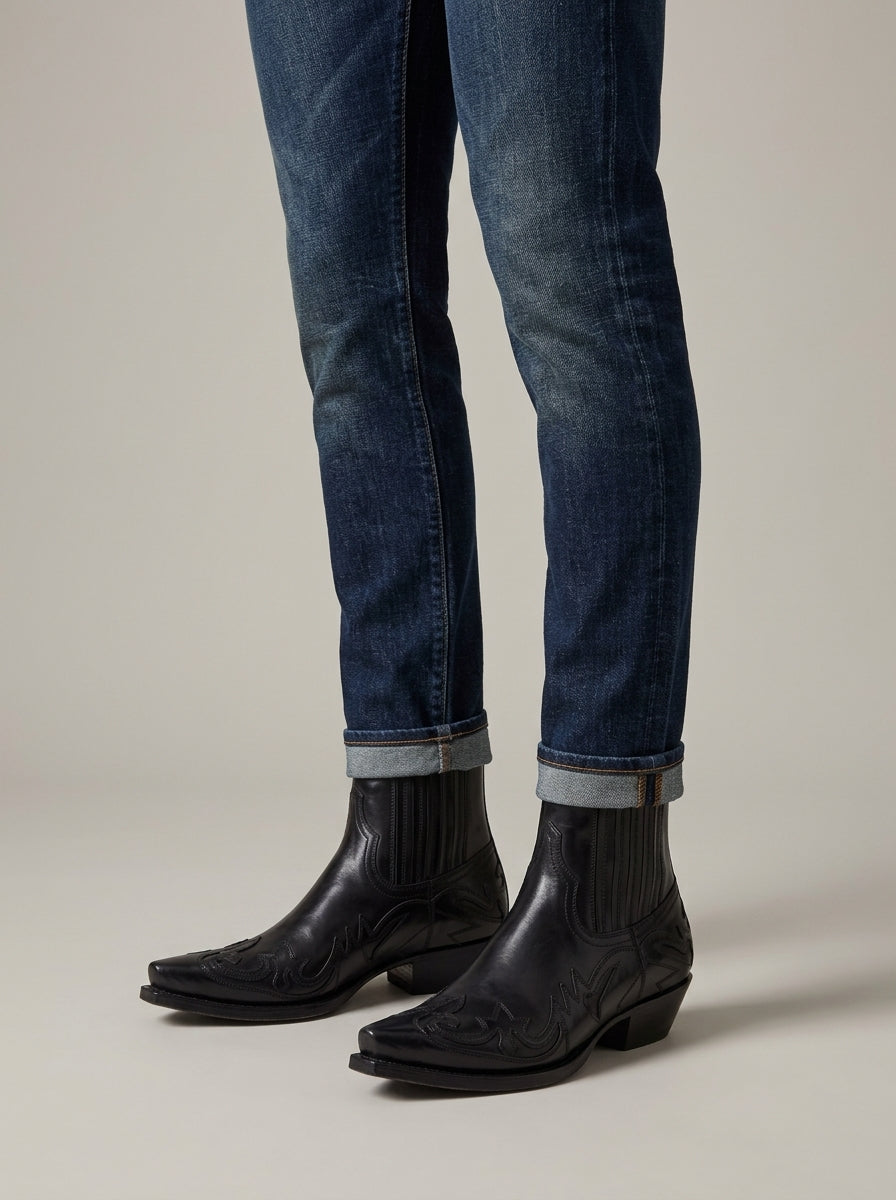 Men's Ankle Boots Pointed Toe - Cuban Heel