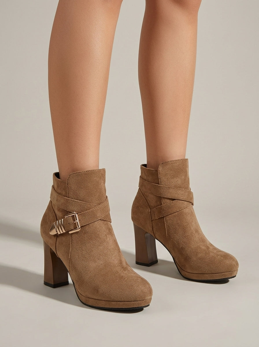 Women's Ankle Boots Suede - Block Heel - Platform - Chelsea Style