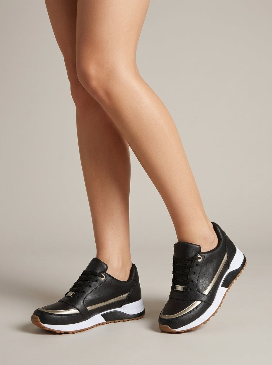 Women's Sneakers Lace-Up Low-Top Platform Sole Panelled