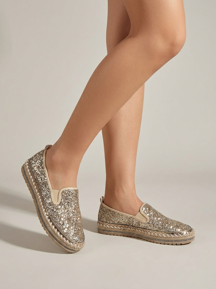 Women's Platform Flats Slip-On Chunky Sole Round Toe