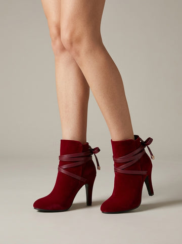 Women's Ankle Boots - Pointed Toe - Kitten Heels - Side Zip