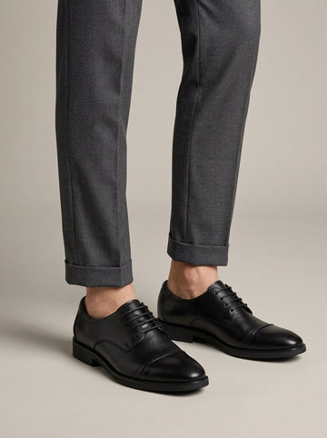 Men's Oxford Shoes - Cap Toe Lace-Up Derby Dress Shoes