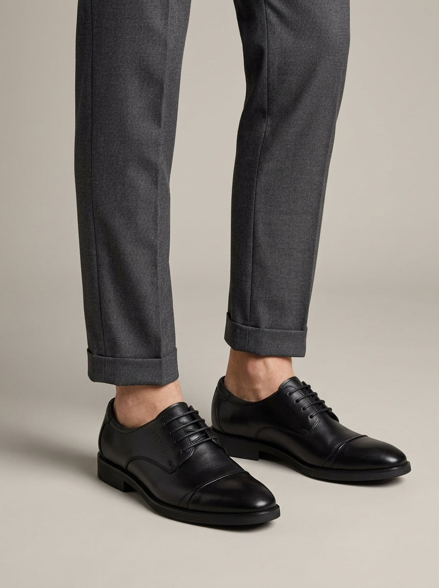 Men's Oxford Shoes - Cap Toe Lace-Up Derby Dress Shoes