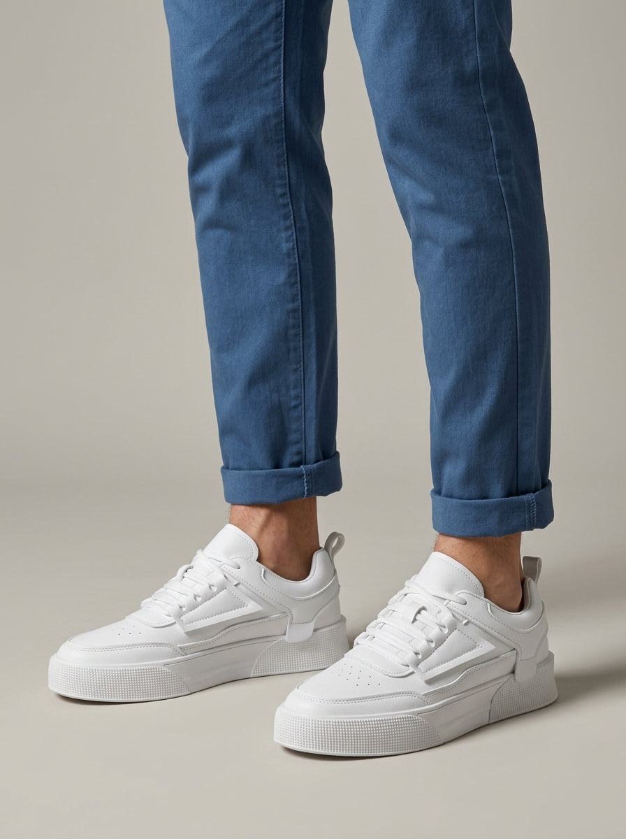 Men's Sneakers Platform Lace-Up Low-Top Chunky Rubber Sole