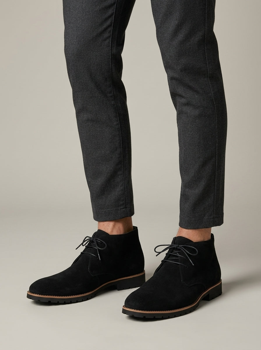 Men's Ankle Boots Suede Chukka Desert Boot Lace-Up Low Heel