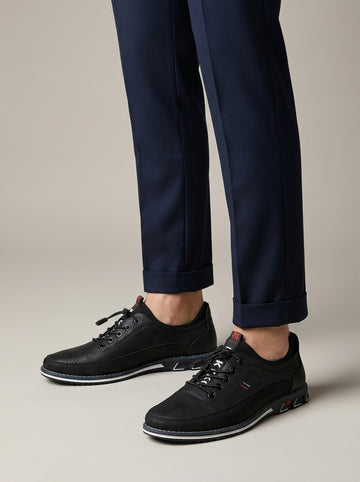 Men's Leather Toggle Lace Sneakers - Round Toe
