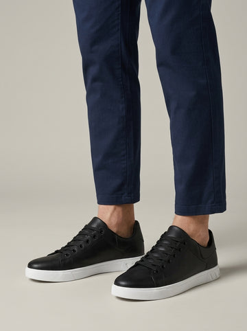 Men's Sneakers Low-Top - Lace-Up - Round Toe - White Platform