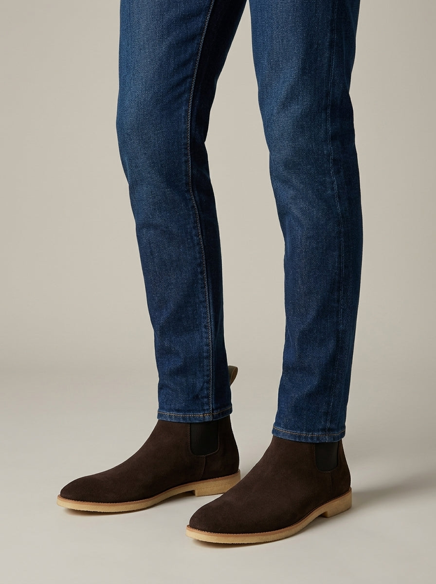 Men's Chelsea Boots - Ankle - Elastic Gusset - Low Heel