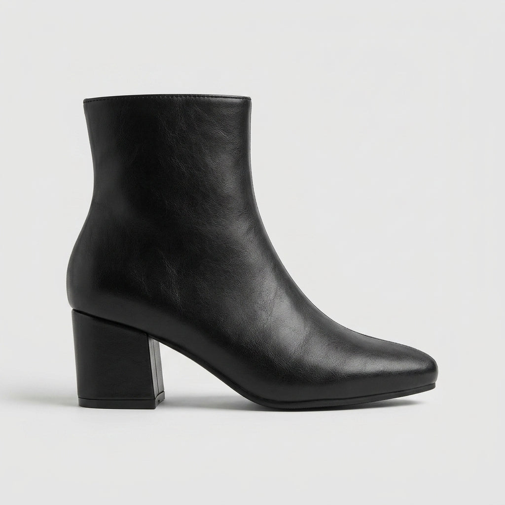 Women's Ankle Boots Pointed Toe Block Heel Side Zip