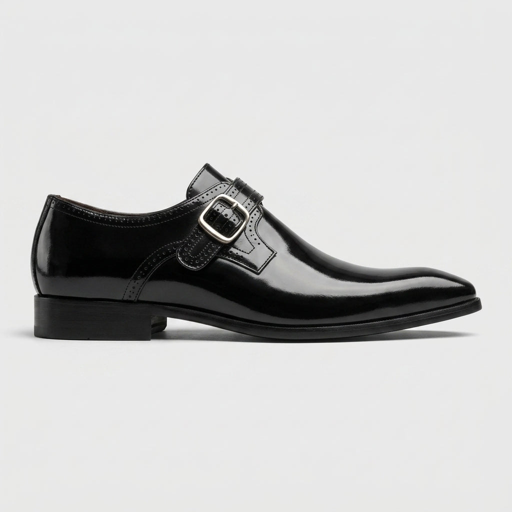 Men's Monk Strap Shoes - Pointed Toe Buckle Fastening