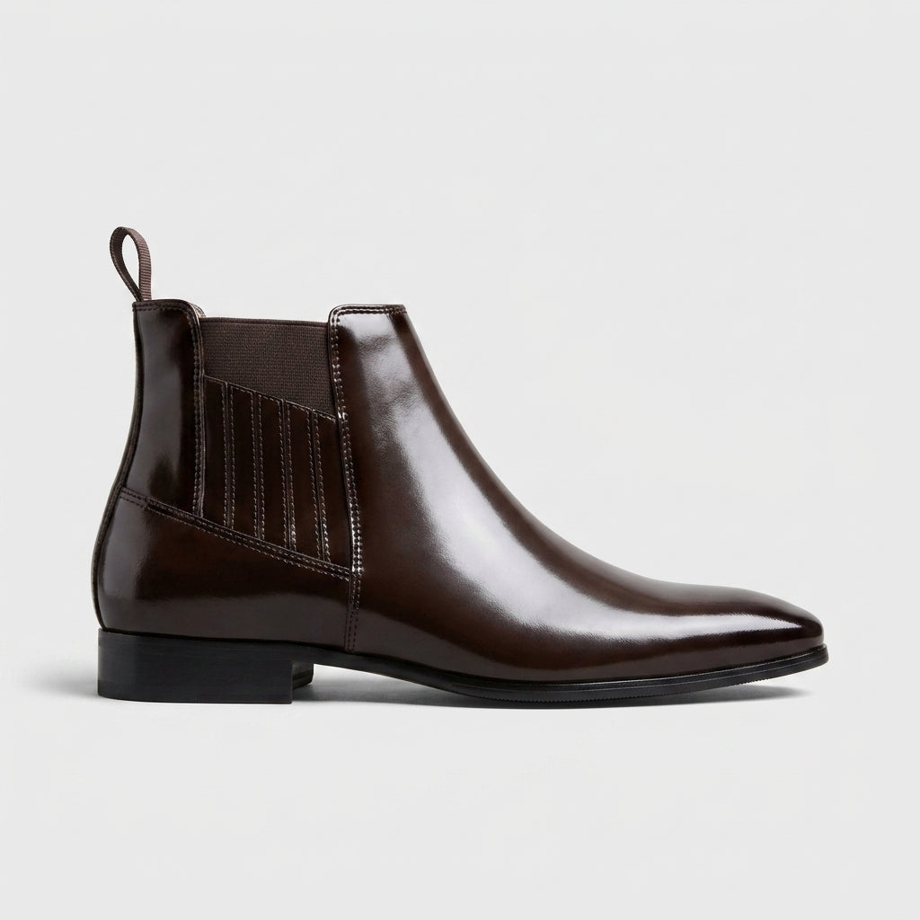 Men's Ankle Boots Pointed Toe Chelsea Low Block Heel