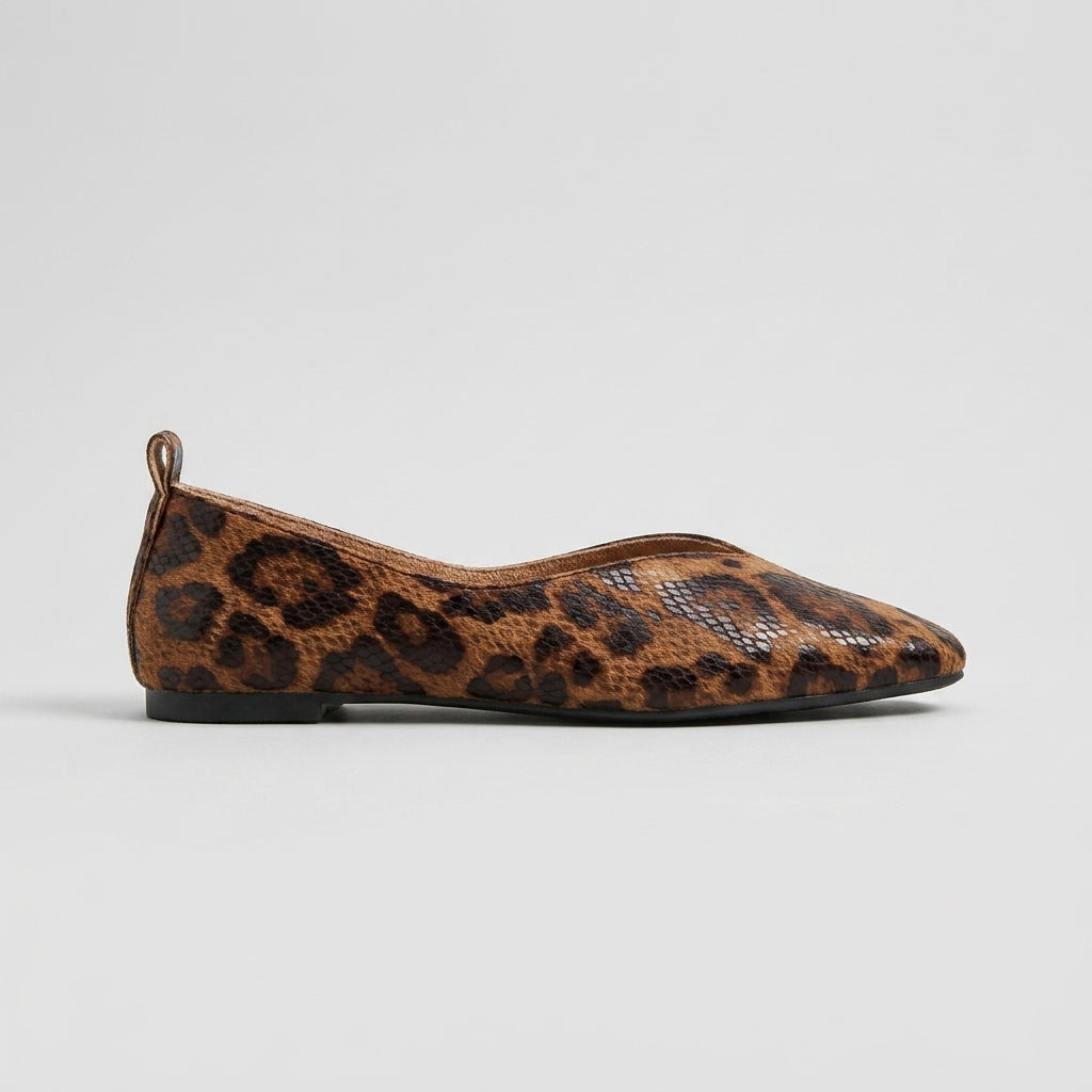 Theodora | Leopard Print Leather Flats