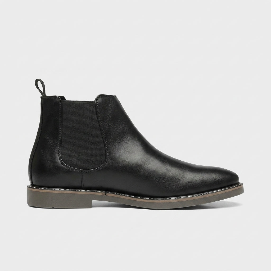 Men's Chelsea Boots Leather Ankle Elastic Gusset Pull Tab