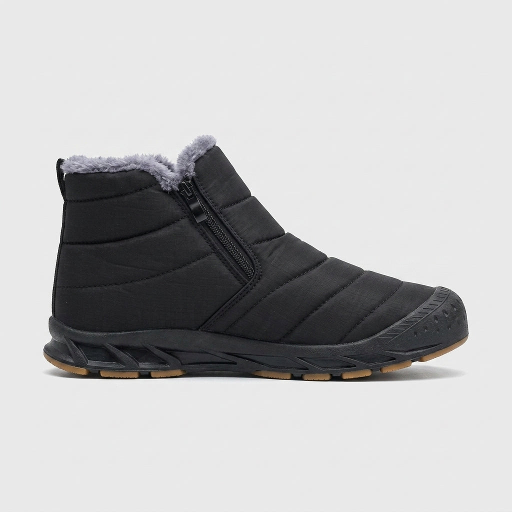 Women's Fur-Lined Snow Boots - Round Toe Side Zip