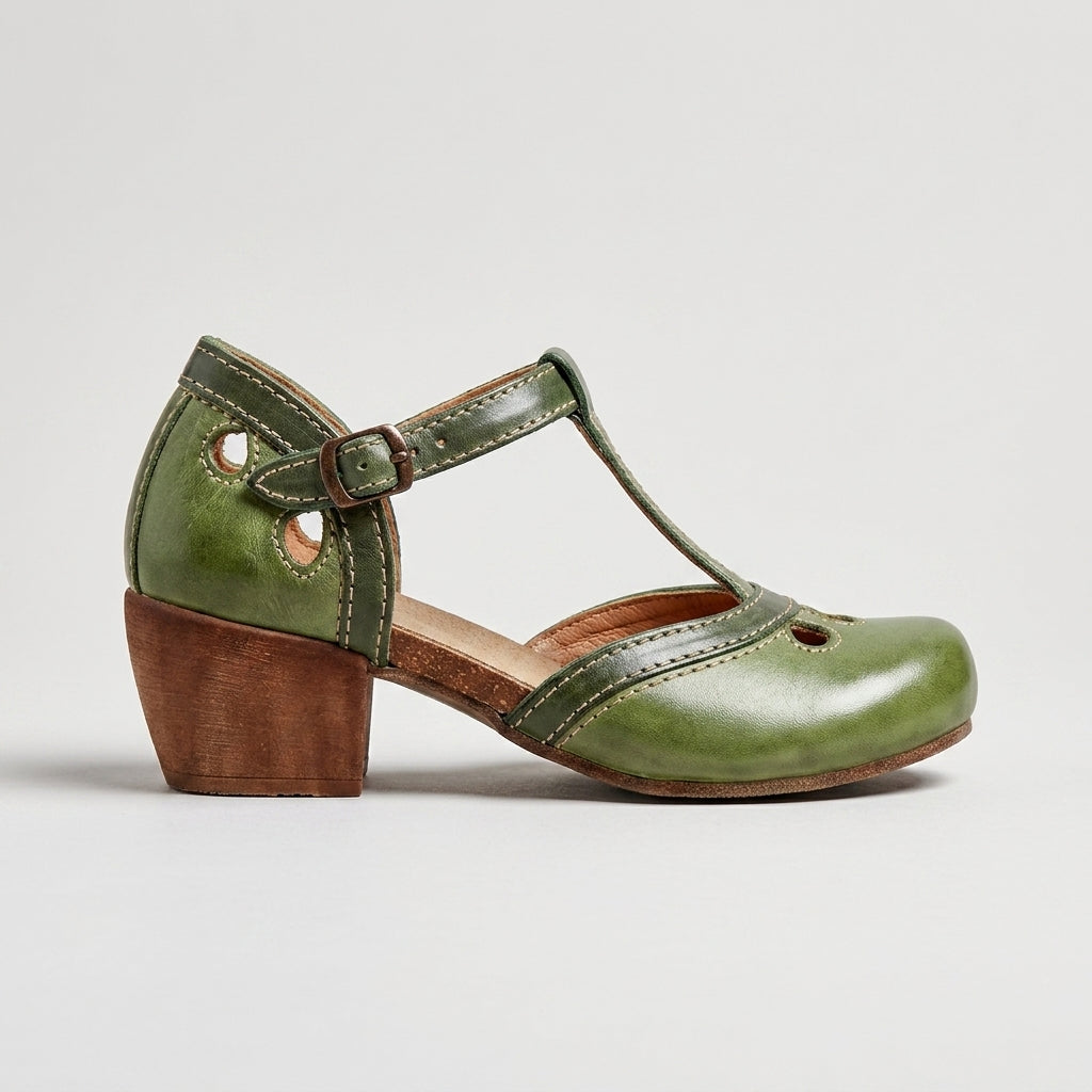Women's Mary Jane Heels - Round Toe - Block Heel - Ankle Strap