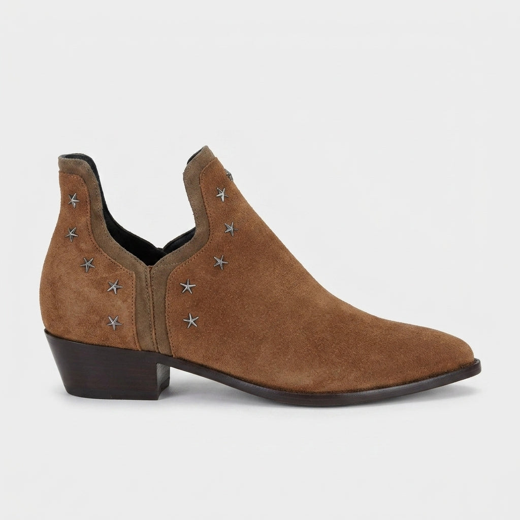 Women's Ankle Boots - Star Stud Chelsea - Block Heels