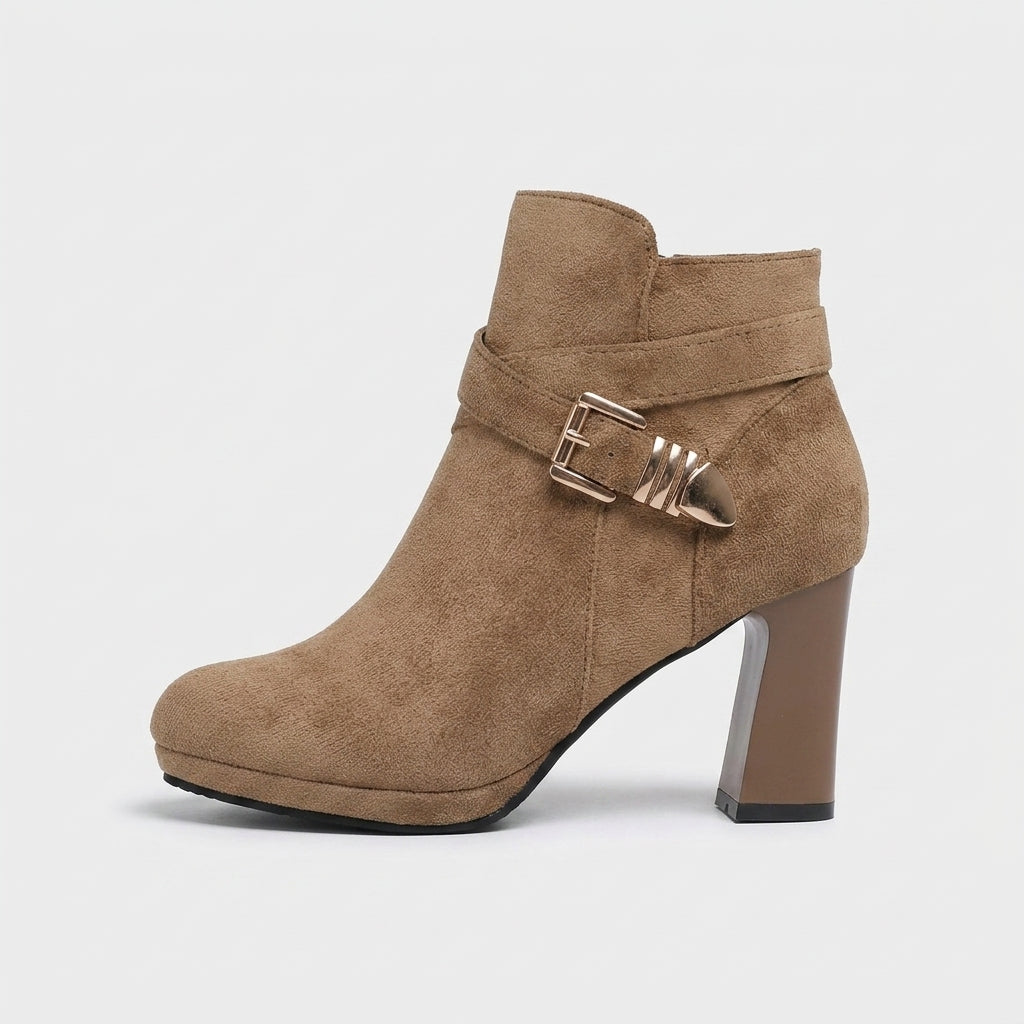 Women's Ankle Boots Suede - Block Heel - Platform - Chelsea Style