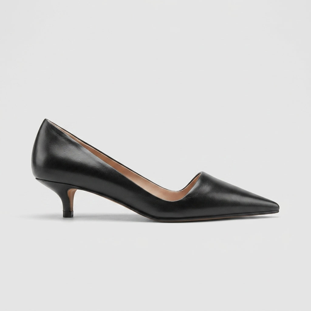Women's Kitten Heels - Pointed Toe - Slip-On Court Shoes