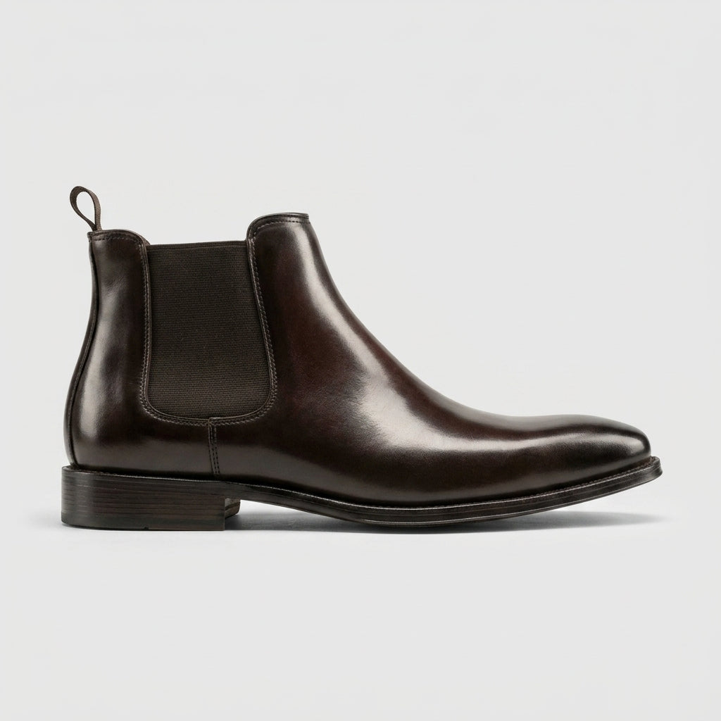 Men's Leather Chelsea Boots - Pointed Toe Pull-On