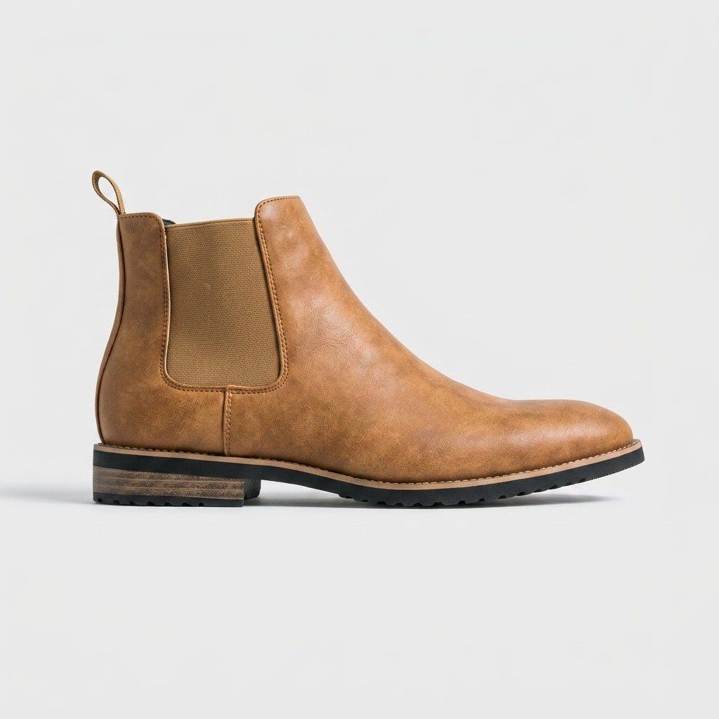 Men's Ankle Boots Chelsea Style - Elasticated Gussets Low Heel
