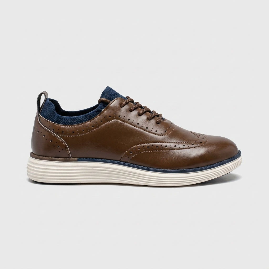 Men's Sneakers Wingtip-Detail Lace-Up Low-Top Flexible-Sole