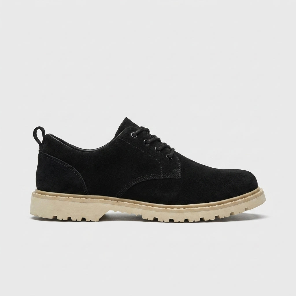 Men's Suede Derby Shoes - Round Toe Lace-Up