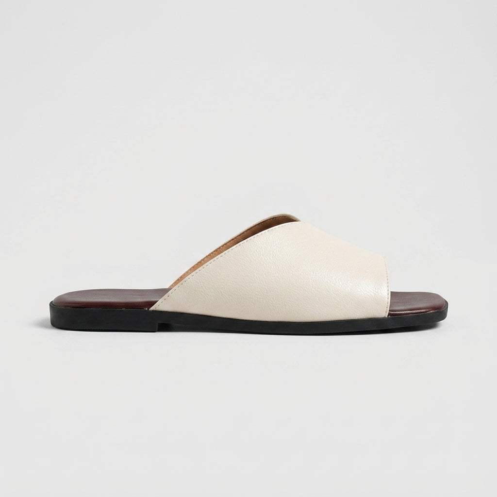 Women's Flat Slide Sandals - Open Toe Wide Strap