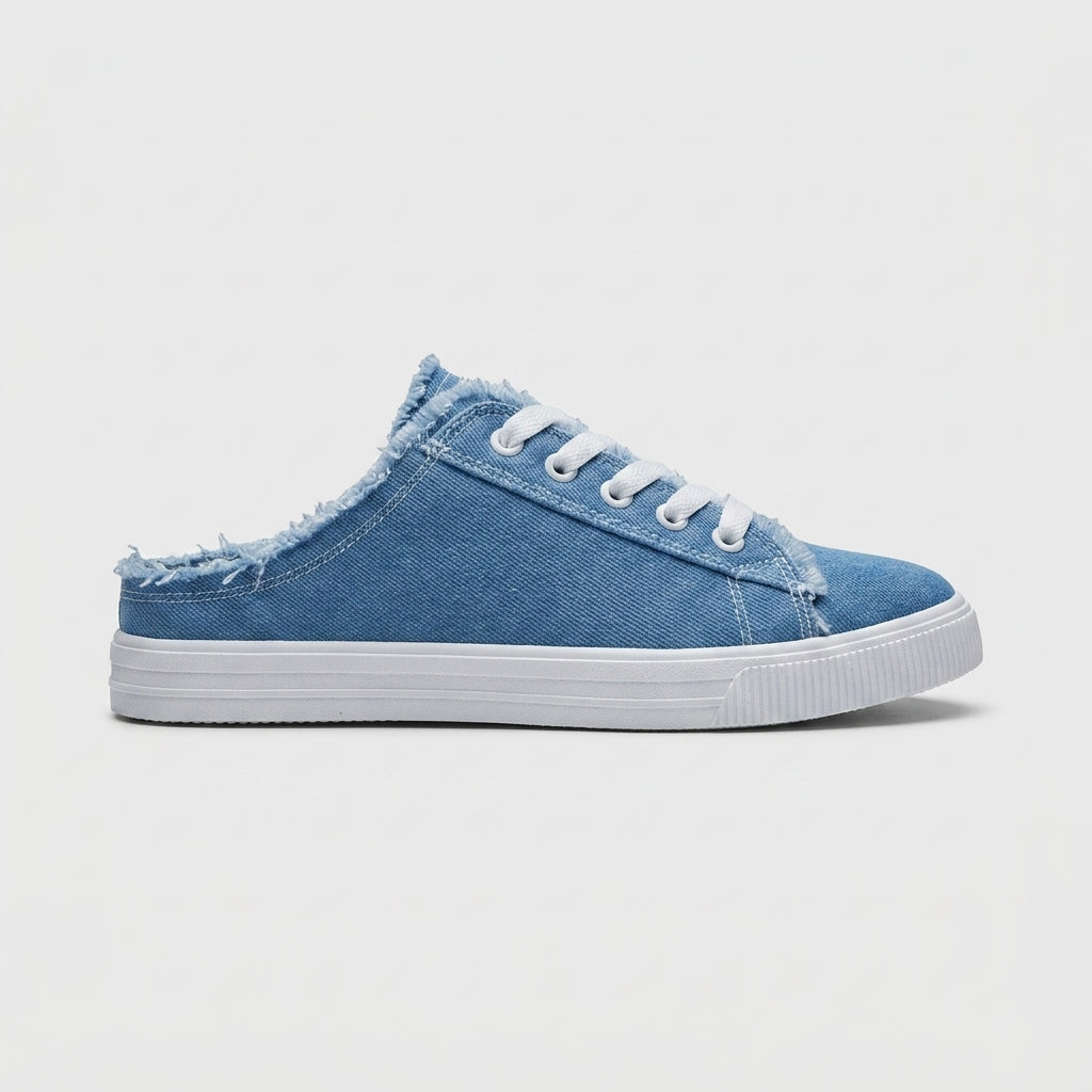 Women's Sneakers Lace-Up Low-Top Frayed Canvas Platform Sole