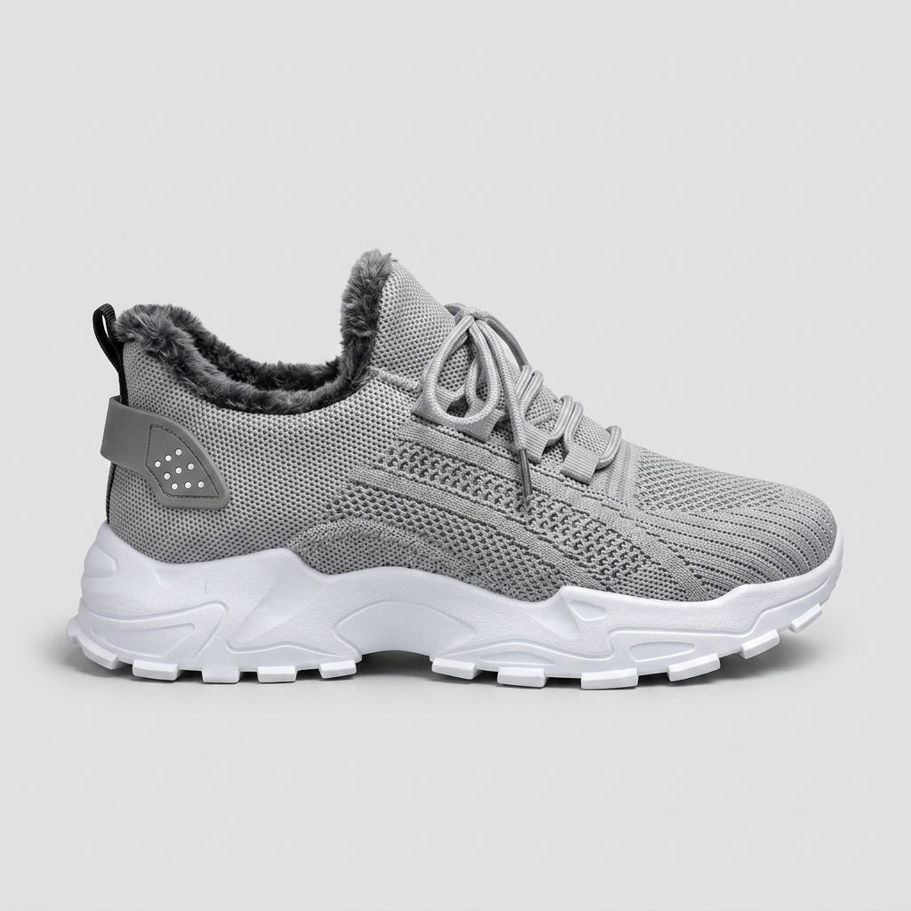 Women's Sneakers Mesh Knit Faux Fur Lined Platform Lace-Up
