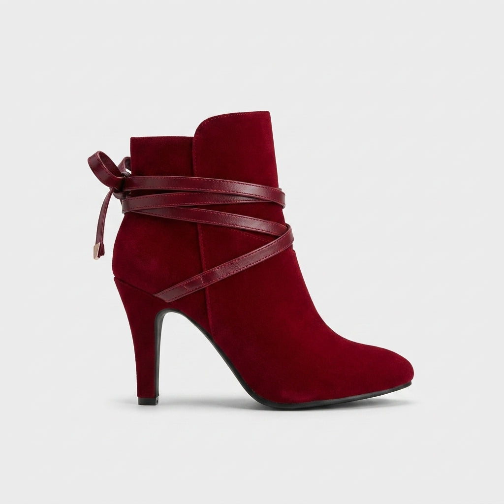 Women's Ankle Boots - Pointed Toe - Kitten Heels - Side Zip