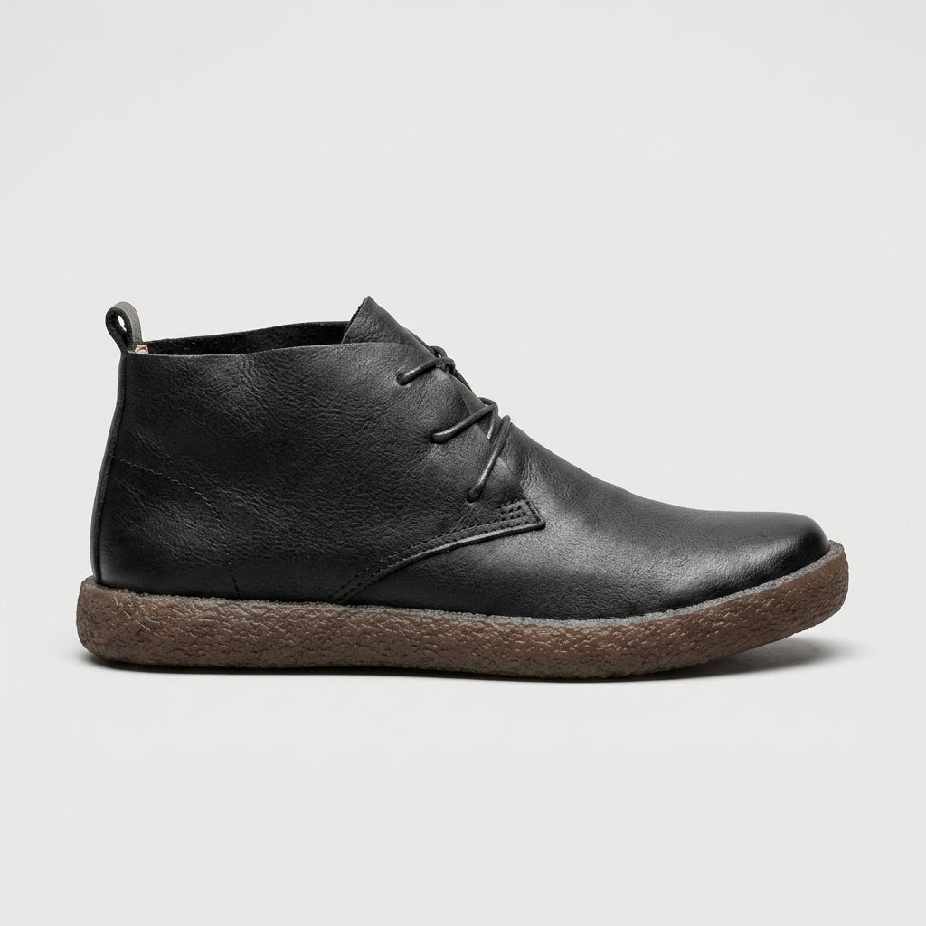 Men's Chukka Boots - Lace-Up - Platform Sole - Leather Upper