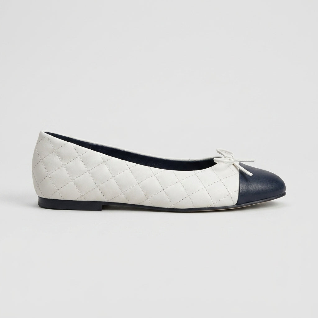 Women's Flats Quilted Cap Toe Bow Detail Slip-On Ballet