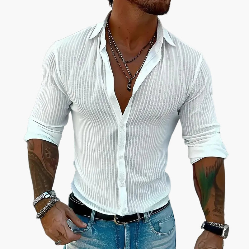 Kieran | Men's Slim Fit Striped Business Casual Shirt