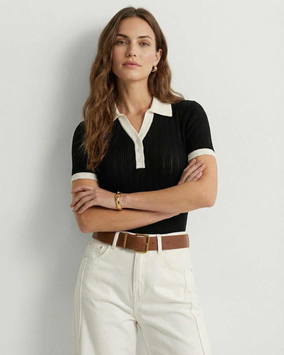 Beatrice | Classic Ribbed Contrast Polo Clothing
