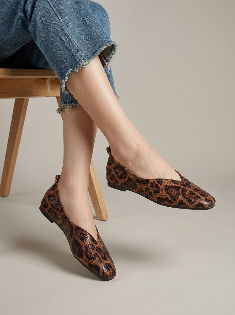 Theodora | Leopard Print Leather Flats