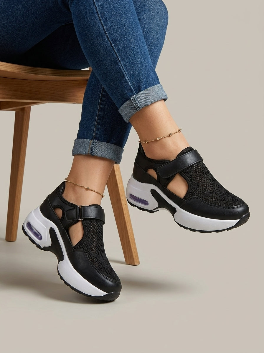 Women's Sneakers Mesh Hook-and-Loop Strap Chunky Sole