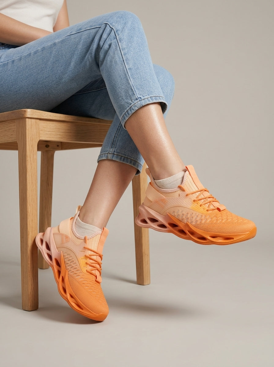 Women's Knit Blade Sole Sneakers - Round Toe