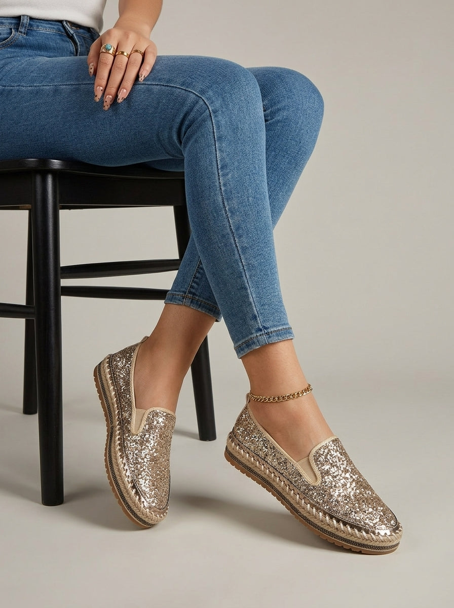 Women's Platform Flats Slip-On Chunky Sole Round Toe