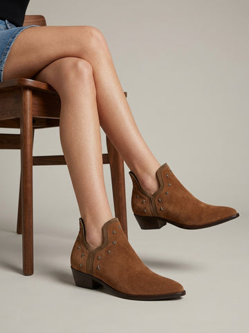 Women's Ankle Boots - Star Stud Chelsea - Block Heels